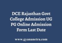 DCE Rajasthan Govt College Admission