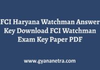 FCI Haryana Watchman Answer Key Paper