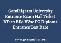 Gandhigram University Entrance Exam Hall Ticket