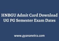 HNBGU Admit Card Exam Date