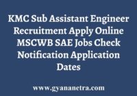 KMC Sub Assistant Engineer Recruitment