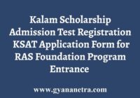 Kalam Scholarhip Admission Test KSAT Registration