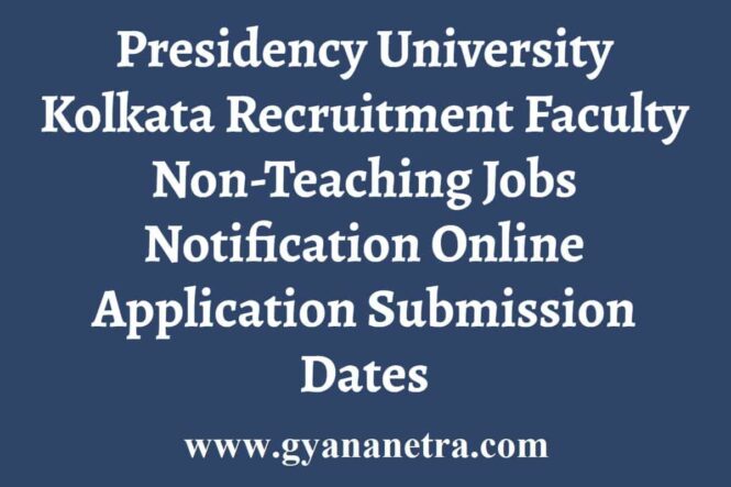 Presidency University Kolkata Recruitment