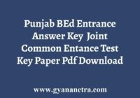 Punjab BEd Entrance Answer Key