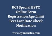 RCI Special BSTC Online Form