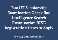 Rao IIT Scholarship RISE Exam