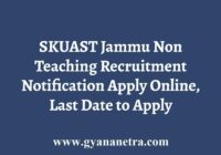 SKUAST Jammu Non Teaching Recruitment