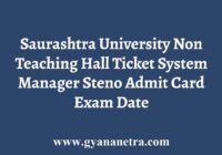 Saurashtra University Non Teaching Hall Ticket