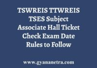 TSWREIS TTWREIS TSES Subject Associate Hall Ticket