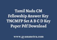 Tamil Nadu CM Fellowship Answer Key