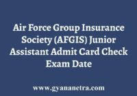 AFGIS Admit Card