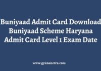 Buniyaad Admit Card Exam Date