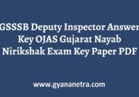 GSSSB Deputy Inspector Answer Key Paper PDF