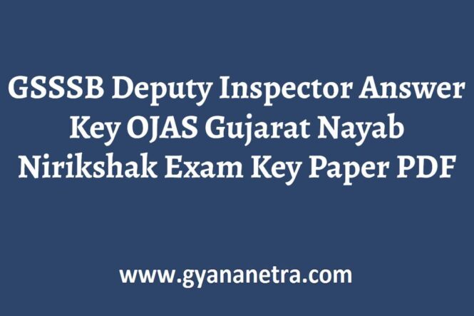 GSSSB Deputy Inspector Answer Key Paper PDF