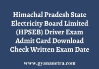 HPSEB Driver Admit Card