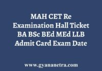MAH CET Re Exam Hall Ticket