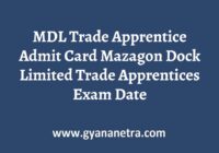 MDL Trade Apprentice Admit Card Exam Date