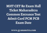 MHT CET Re Exam Hall Ticket