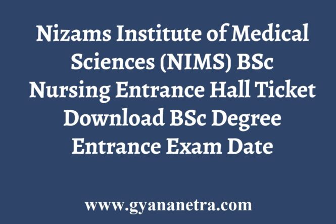 NIMS BSc Entrance Hall Ticket