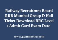 RRB Mumbai Group D Hall Ticket