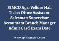 SIMCO Agri Vellore Hall Ticket
