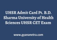 UHSR Admit Card Exam Date