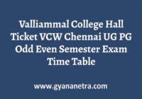 Valliammal College Hall Ticket UG PG Semester Exam