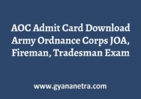 AOC Admit Card Exam Date