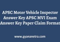 APSC Motor Vehicle Inspector Answer Key Paper