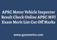 APSC Motor Vehicle Inspector Result Merit List