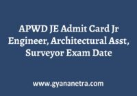 APWD JE Admit Card Exam Date
