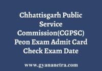 CGPSC Peon Admit Card