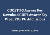 CUCET PG Answer Key Paper PDF