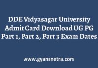 DDE Vidyasagar University Admit Card Semester Exam