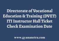 DVET ITI Instructor Hall Ticket