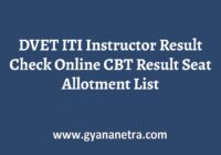 DVET ITI Instructor Result Merit List