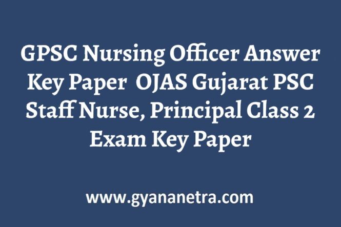 GPSC Nursing Officer Answer Key Paper