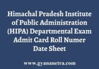 HIPA Departmental Exam Admit Card