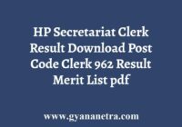 HP Secretariat Clerk 962 Result