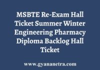 MSBTE Re-Exam Hall Ticket