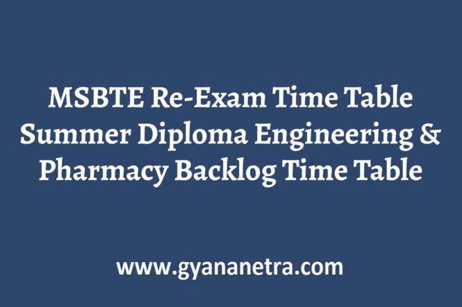 MSBTE Re-Exam Time Table Summer