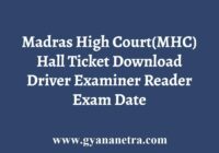 Madras High Court Hall Ticket Download