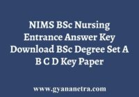 NIMS BSc Nursing Entrance Answer Key