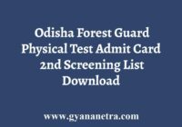 Odisha Forest Guard Physical Test Admit Card