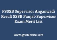 PSSSB Supervisor Anganwadi Result Merit List