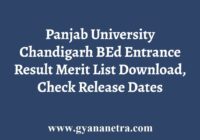 Panjab University Chandigarh BEd Entrance Result