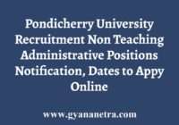Pondicherry University Recruitment Non Teaching