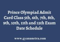 Prince Olympiad Admit Card
