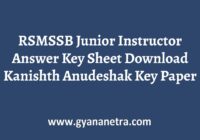 RSMSSB Junior Instructor Answer Key Paper PDF