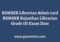 RSMSSB Librarian Admit Card Exam Date